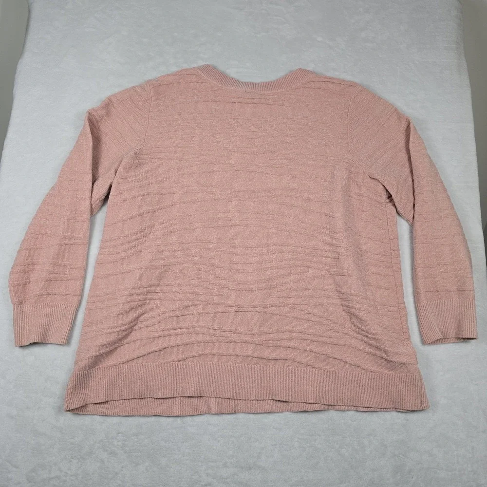 AnyBody Misty Rose‎ Patterned Chenille Slouchy V-Neck Sweater Women's Size XL